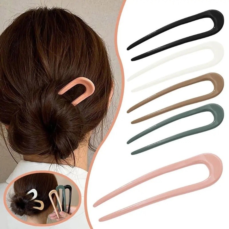Creative U-Shaped ผมส้อมเรซิ่นผม Sticks การออกแบบสร้างสรรค์ Hairpins ผู้หญิงสาวของขวัญ