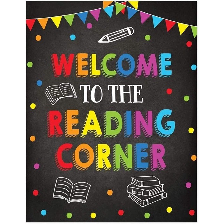 1 Piece Poster School Classroom Teacher Wall Art Decor Poster Wall Art Welcome to the Reading Corner Kids Motivational Quotes