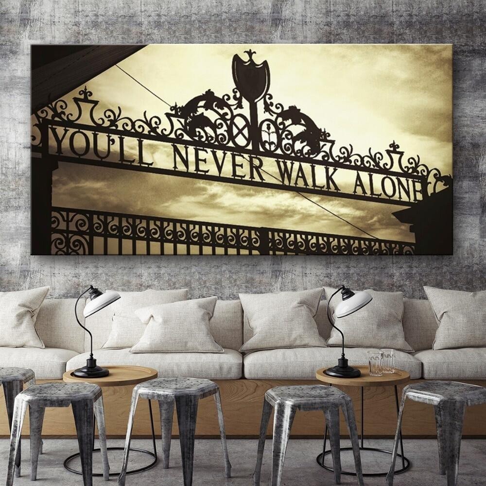 1 Piece Poster HD Printing Canvas Painting Sports Liverpool Iron Gate Youll Never Walk Alone Home De