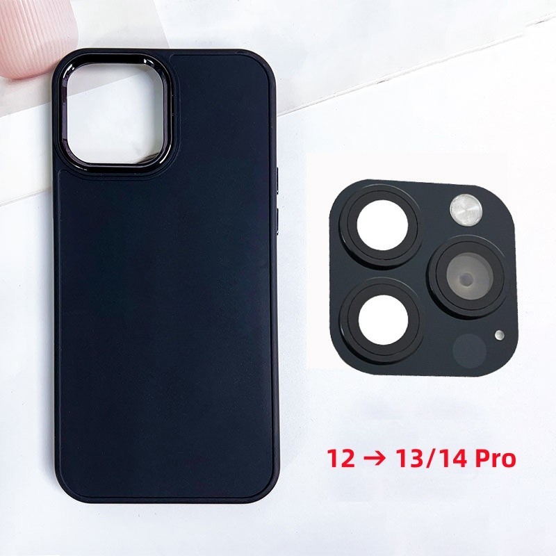 เลนส์กล้องกระจกอลูมิเนียมโลหะ + เคสโทรศัพท์สําหรับ IPhone 12 วินาทีเปลี่ยน 13 Pro / 14 Pro HD เลนส์กล้องกระจกนิรภัยป้องกันโลหะ