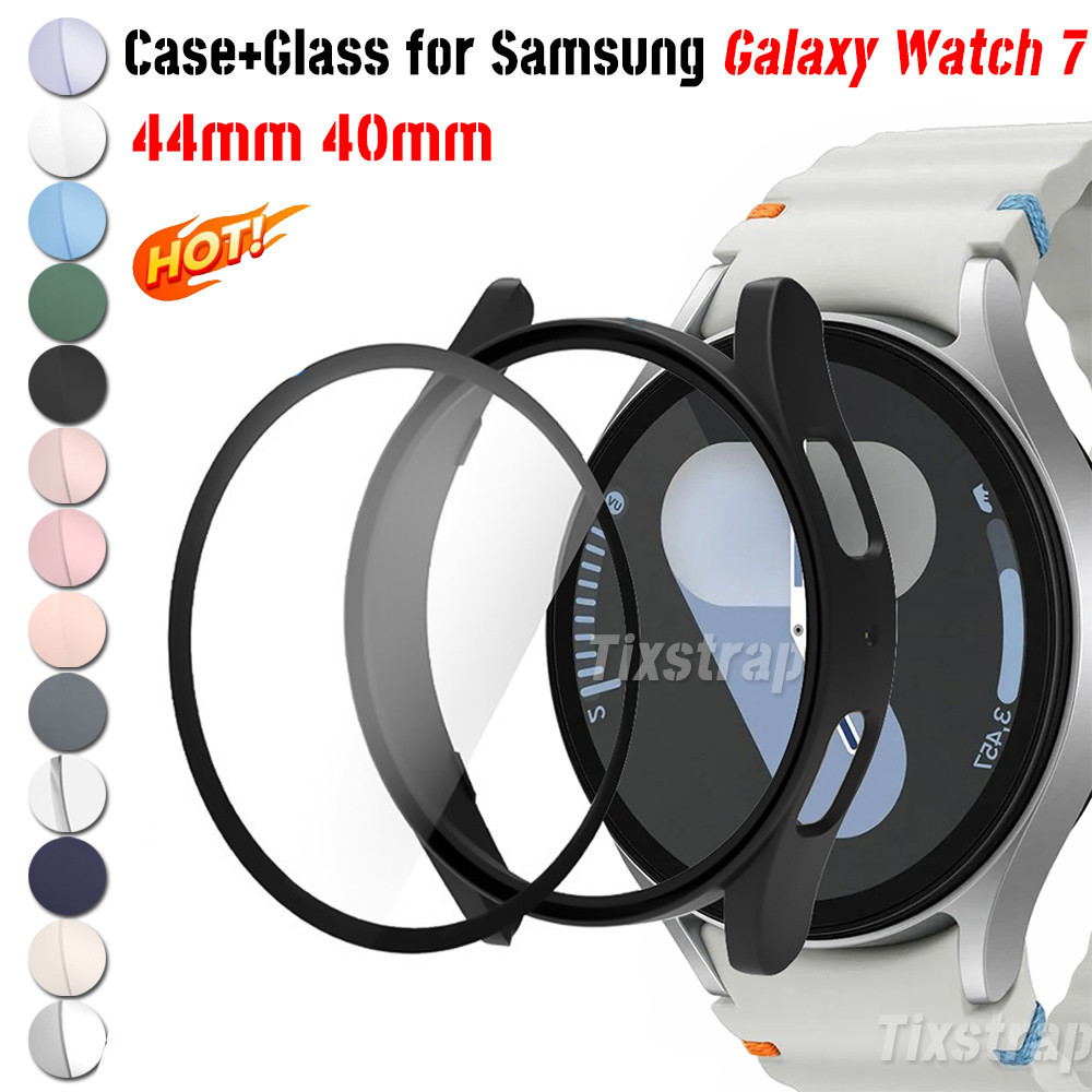 แก้ว + สําหรับ Samsung Galaxy Watch 7 44 มม.40 มม.Full Coverage กันชน PC ป้องกันกรณีสําหรับ Galaxy Watch7 อุปกรณ์เสริม