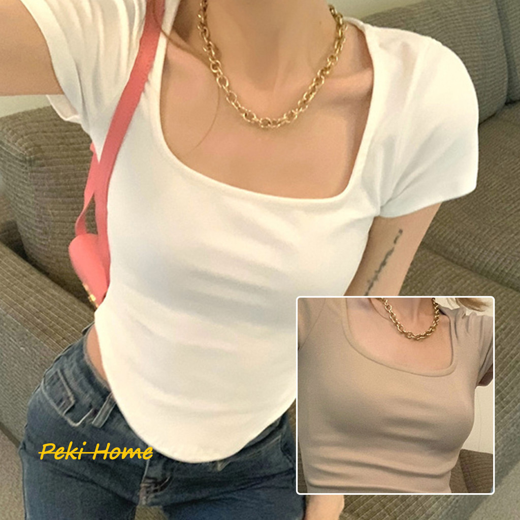 เสื้อยืดแขนสั้นสำหรับผู้หญิง เสื้อยืดผู้หญิงผ้าฝ้าย สำหรับฤดูร้อน ดีไซน์สวยงาม