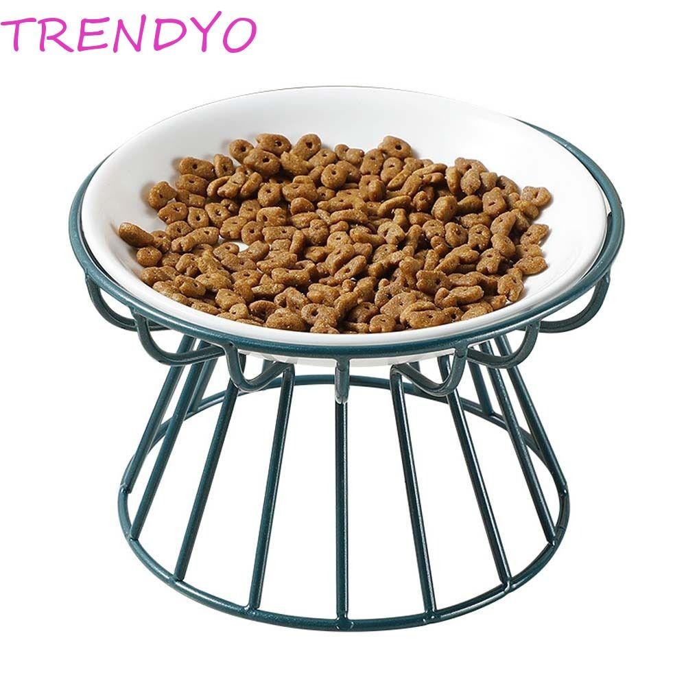 Trendyo อุปกรณ์สัตว์เลี้ยงเซรามิค Nordic Cat Feeder เครื่องดื่มสําหรับสุนัขแมวขนมขบเคี้ยวแผ่นกระป๋อง Elevated Pet Feeder ชาม