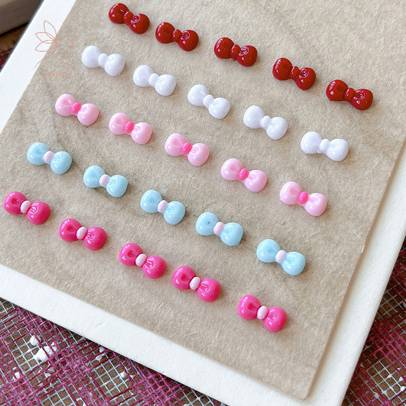 [maybeauty] 10 ชิ้น 3D Bowknot Nail Art Ch เครื่องประดับเรซินที่มีสีสันผู้หญิงตกแต่งเล็บโบว์เล็บ Rhinestones ร้านทําเล็บของขวัญ DIY {TH}