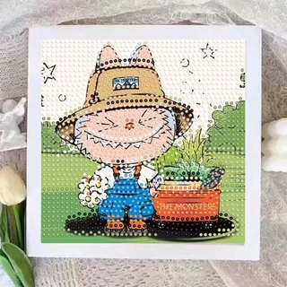 ohayoครอสติสคริสตัล พร้อมกรอบ Diamond Painting สติกเกอร์เพชร labubu18.5*18.5cm ลายการ์ตูนสุดน่ารักDIYของขวัญเด็กผู้หญิง