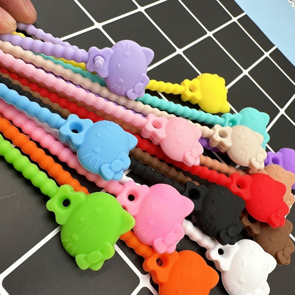 1/5pcs HelloKity ซิลิโคน tie ทําด้วยมือ diy เครื่องประดับอุปกรณ์เสริมธรรมชาติเกาหลีรุ่นสายรุ้งเชือกการ์ตูนสัตว์