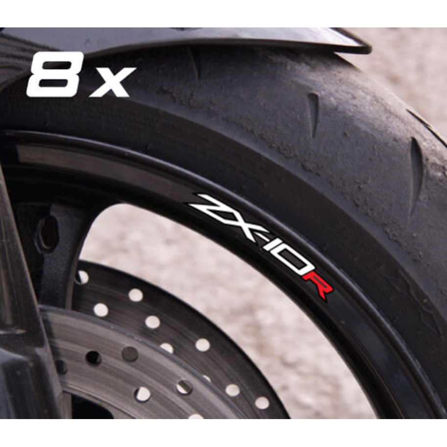 8X ZX-10R รถจักรยานยนต์ล้อ Decals ขอบสติกเกอร์ลายชุดสําหรับ Kawasaki Zxr Zx 1000 สีแดง ZX-10R ZX10R 