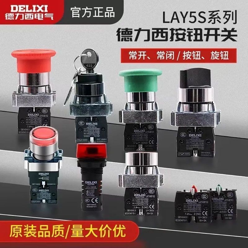 Delisi LAY5-BA31 BA42 ปุ่มแบน Self-Reset BA45 สีแดง BA35 สีเขียว LAY5S ปุ่มโลหะสวิทช์