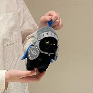 🐈‍⬛พร้อมส่ง🔥คาวาเลียร์แคท ตุ๊กตาผ้าพลัฌ ลากอัศวิน ตุ๊กตาแมวดำน่ารัก ของเล่นเด็ก ของขวัญ Knight Cat Shield Silly Cat