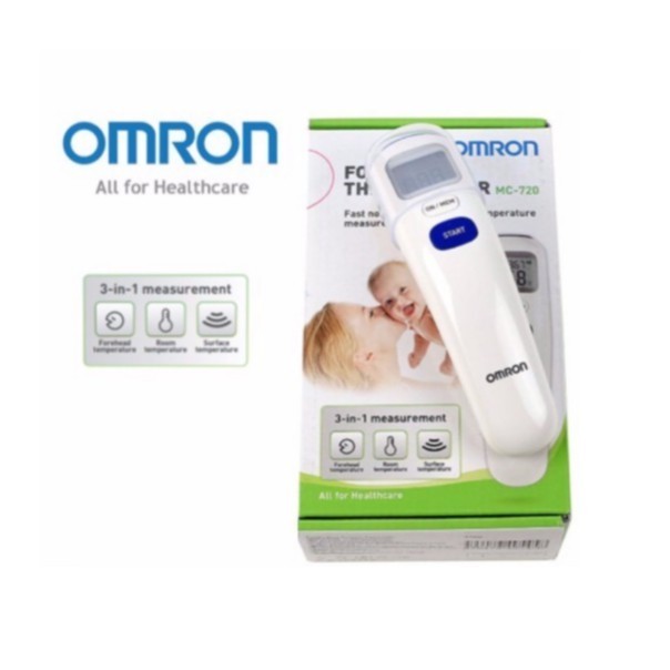 ปรอท Omron MC-720 Forehead Thermometer ออมรอน เทอร์โมมิเตอร์ ทางหน้าผาก วัดไข้ วัดอุณหภูมิ จำนวน 1 เ