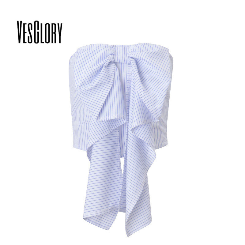 Vesglory Womens 2024 Big Bow Striped Tube Top