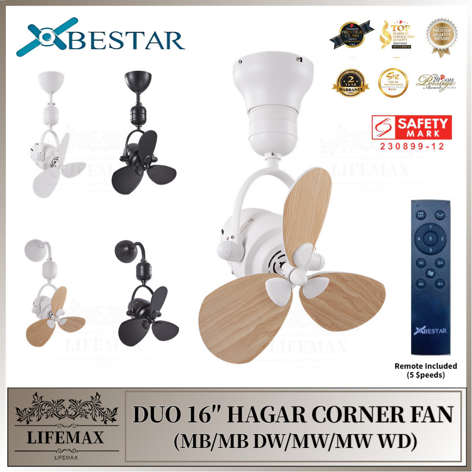 Duo / [Bestar] z6 z6 Hagar 16" Remote Corner Fan with Wall [Bestar] / 16" z6 [Bestar] / 16" [Bestar]