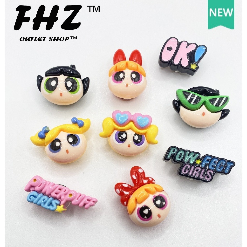 jibbitz crocs พร้อมส่ง powerpuff girls จิบิติดรองเท้า crocs jibbitz รูปดอกไม้ DIY อุปกรณ์เสริม สําหร