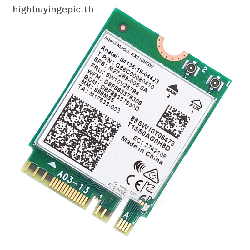Heth สําหรับแล็ปท็อป PC WiFi 6E Intel AX210 5.2 M.2 ไร้สาย AX210NGW 2.4 Ghz 5 Ghz 6 Ghz 5374Mbps 802.11ax AX200 อะแดปเตอร์ HETH