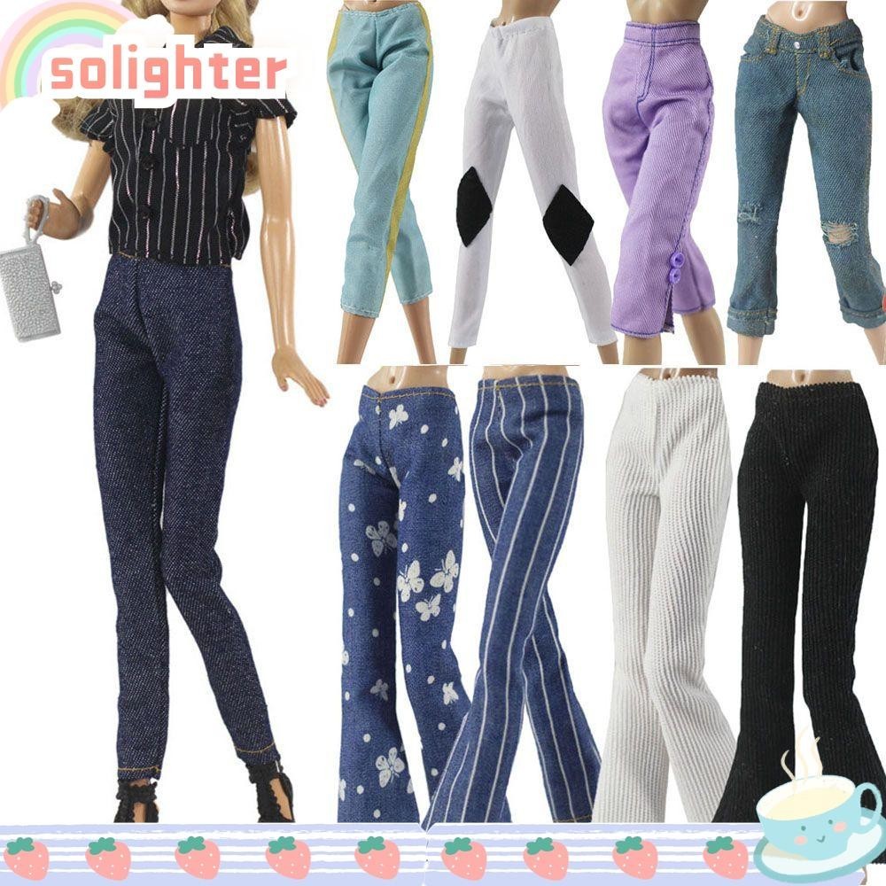 Solighter กางเกงยีนส์ดอกไม้แฟชั่นชุดลําลอง 1/6 ตุ๊กตา BJD เสื้อผ้าอุปกรณ์เสริม