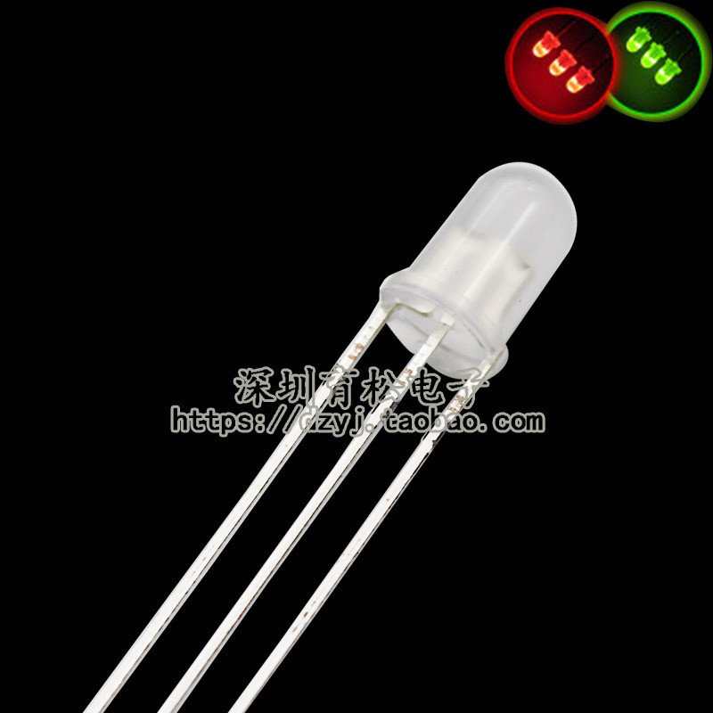 Total Yin หลอดเรืองแสงสองสี 5 มม.หลอดเรืองแสงสองสี LED หลอดเรืองแสงสองสีไดโอดสีแดงเขียวรวม Yin 3 Pins หมุดกลางรวม Yi