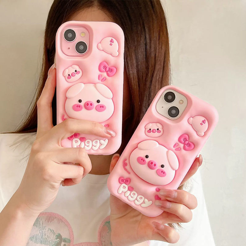 3D กันกระแทก สําหรับ Samsung Galaxy S25 Ultra S26 plus S26+ S24FE A52S A52 A16 A26 A36 A56 5G A07 A06 A14 4G A21S A11 M11 A10S A20S เคสมือถือ Soft TPU Case เคสป้องกัน Cute Cartoon Bowknot Piggy Cover เคสกันกระแทก เคสซิลิโคน เคสป้องกันสามมิติ มีวงเล็บ