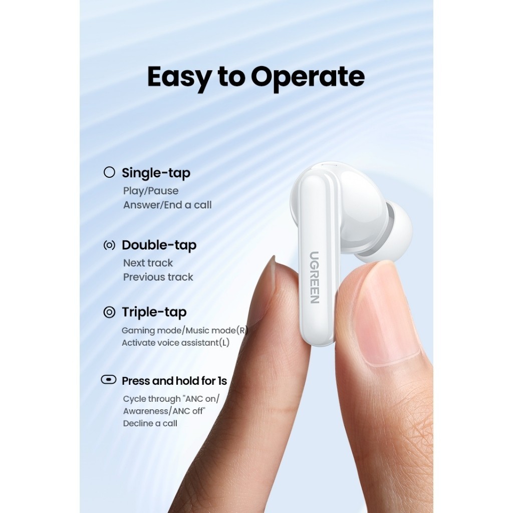 UGREEN รุ่น 35725 หูฟังไร้สาย  HiTune T3 Pro ตัดเสียงรบกวน (ANC) บลูทูธ 5.4 สำหรับออกกำลังกาย ฟังเพลง ดูหนัง