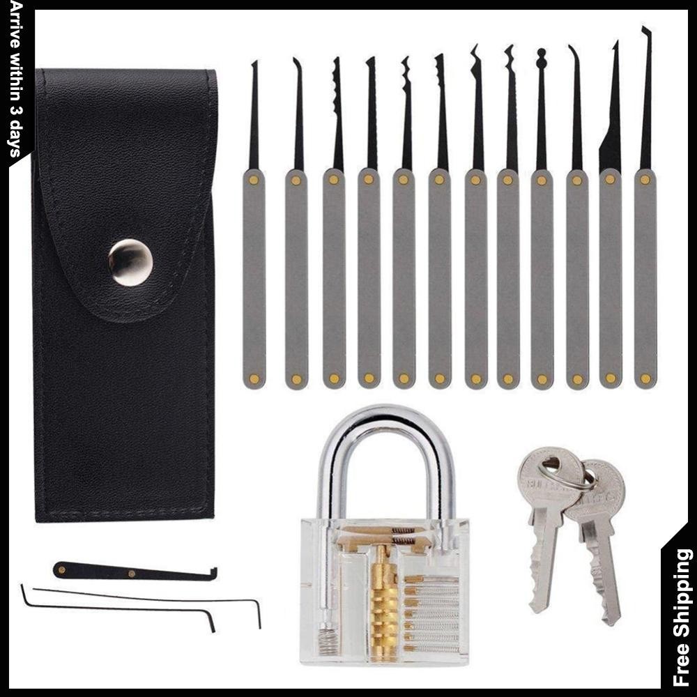 17 ชิ้น Professional Lock Pick Set มัลติฟังก์ชั่นไม่มีล็อคปลดล็อค Extractor Pick Key ชุดเครื่องมือสํ