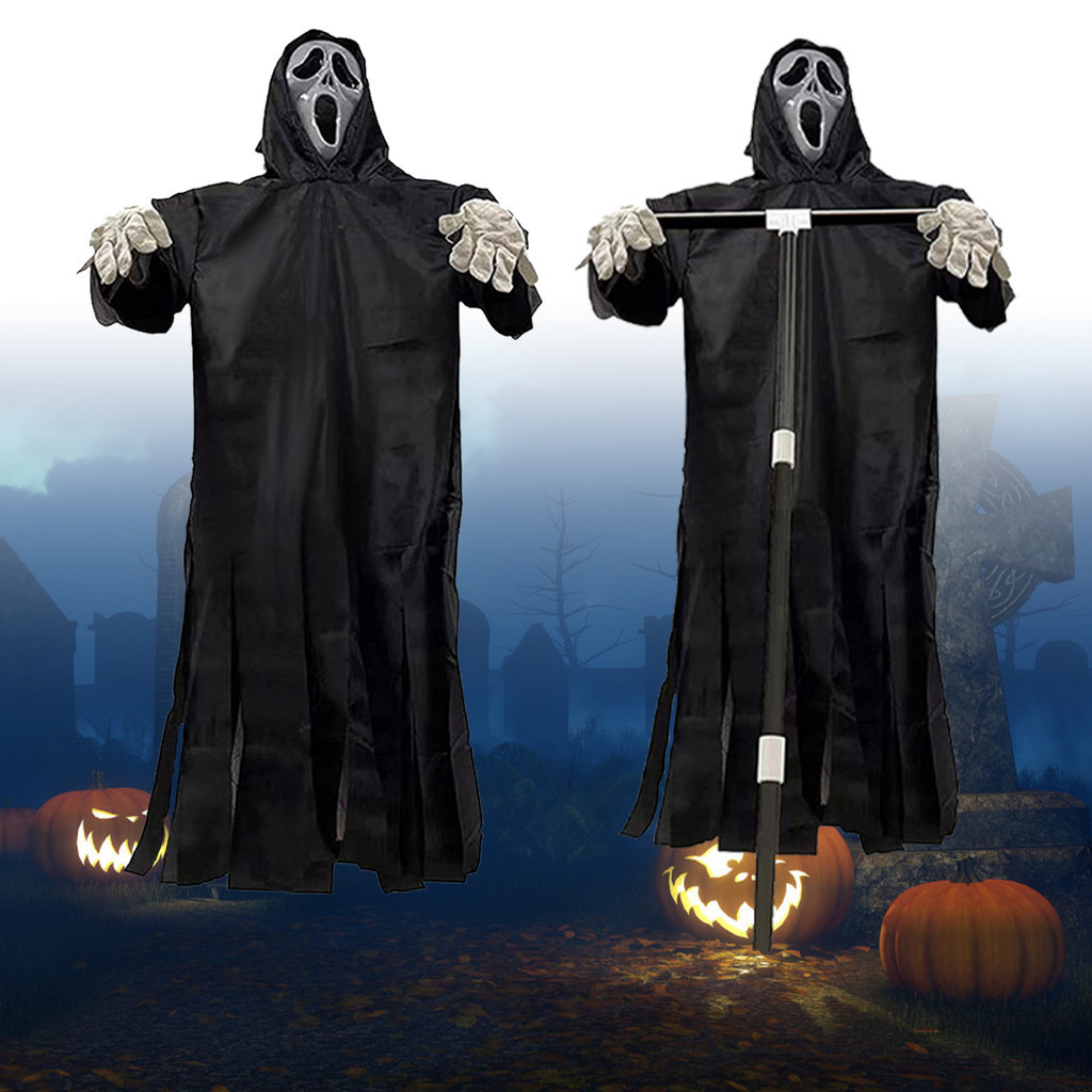 1pcs Garden Creative Ghostface หุ่นไล่กาฮาโลวีนตกแต่งนอกแขวนน่ากลัว Ghost หุ่นไล่กาตกแต่ง Creative Courtyard Bird Repeller