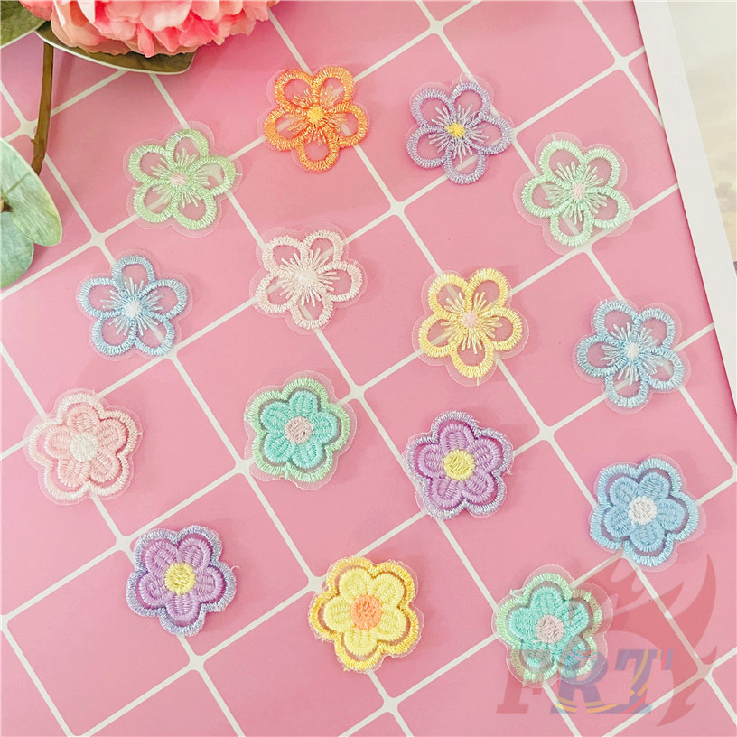 แพทช์ดอกไม้ลูกไม้หลากสี 1 PC DIY ผ้า Applique เย็บปักถักร้อยเย็บบนแพทช์อุปกรณ์ตกแต่ง