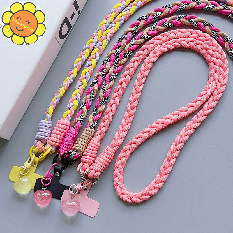 Yescont สีสัน Anti-lost ถักโทรศัพท์ Lanyard แฟชั่น Crossbody ถักทอสายโทรศัพท์ที่ถอดออกได้ Crossbody โทรศัพท์แขวนเชือก TH