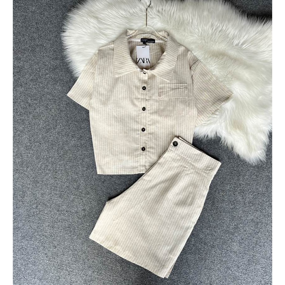 ชุดเซ็ท Zara เสื้อเชิ้ต กางเกงขาสั้น