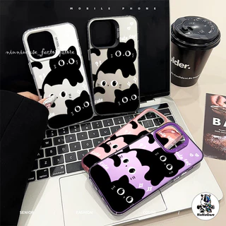 🔥ส่งจากไทย🔥 เคสไอโฟน11/12/13/14/15 Pro Max Cute Black Cat TPU Matte Case For iPhone 11,12,13,14,15,13PM,14PM,15PM เคส