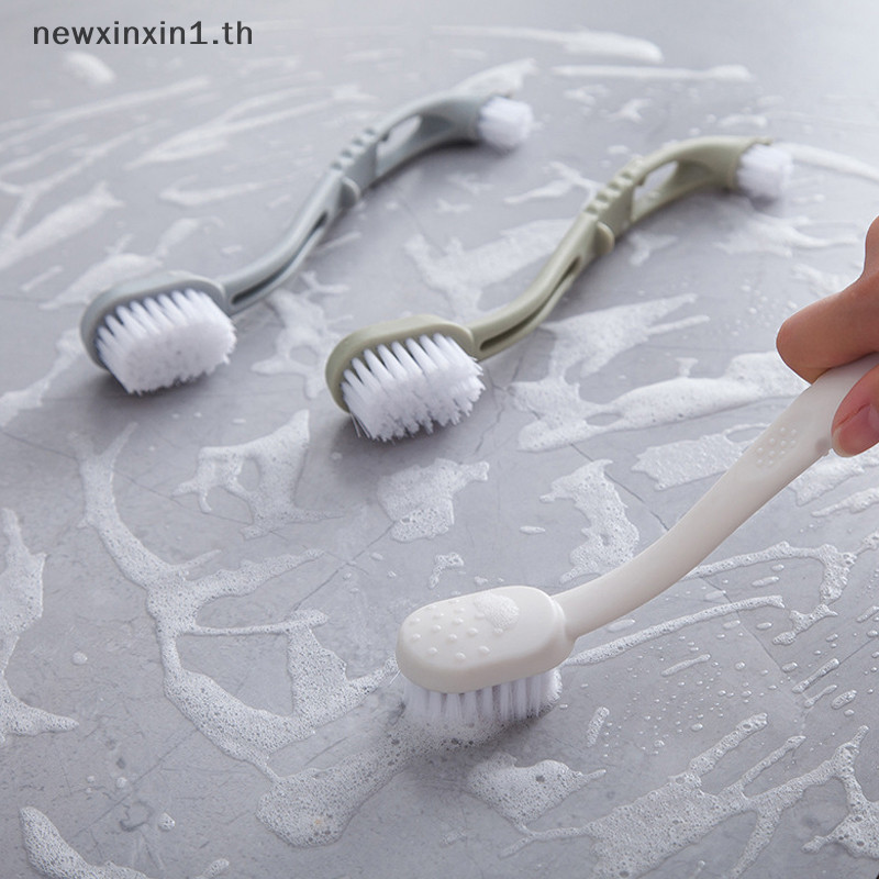 *NT* Double-end รองเท้าแปรงทําความสะอาดรองเท้าผ้าใบรองเท้าสีขาวแปรงทําความสะอาดในครัวเรือนเครื่องมือซักรีด {T}