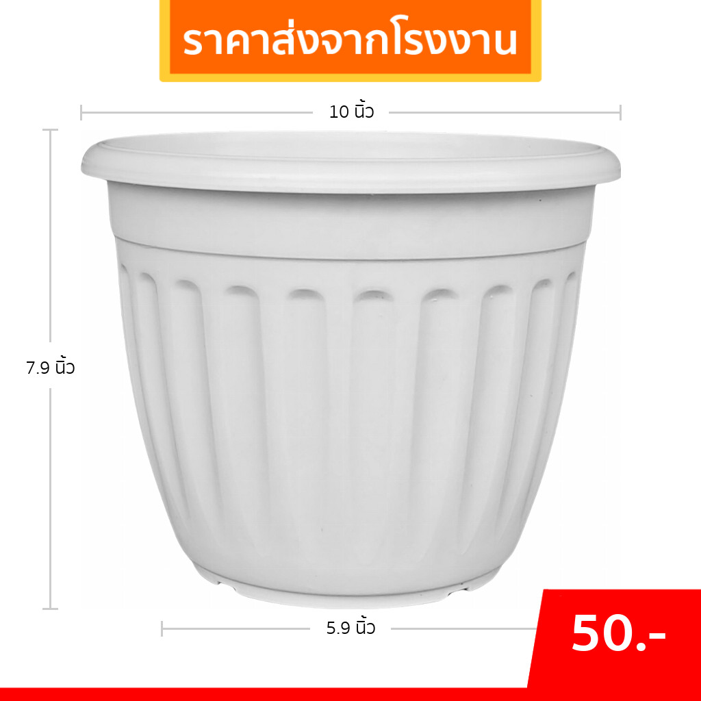 กระถาง มินิมอล โรมัน ขนาด เบอร์ 10 นิ้ว สีขาว สีเทา สีอิฐ สีฟ้าพาสเทล