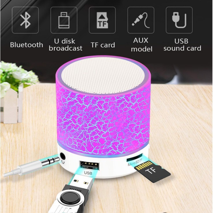 ใหม่ A9 ลําโพงบลูทูธไร้สายขนาดเล็ก LED Crack TF USB AUX MP3 FM สเตอริโอซับวูฟเฟอร์เครื่องเล่นเสียงลําโพงบลูทูธแบบพกพา Burstod