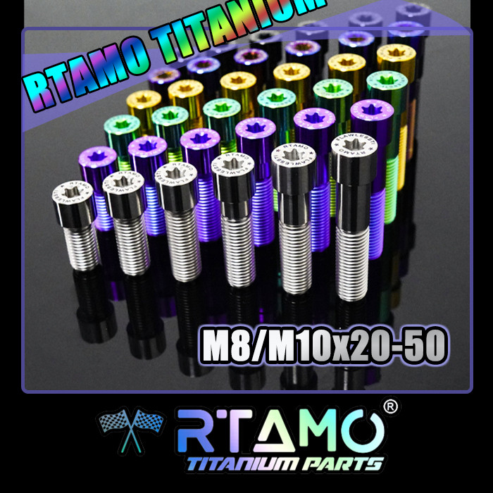 RTAMO ไทเทเนียม Gr5 M8(#12) 20-50L M10(#14)x1.25P 20-45 ฝาครอบหัวหกเหลี่ยม Hex Cap Caliper Bolt