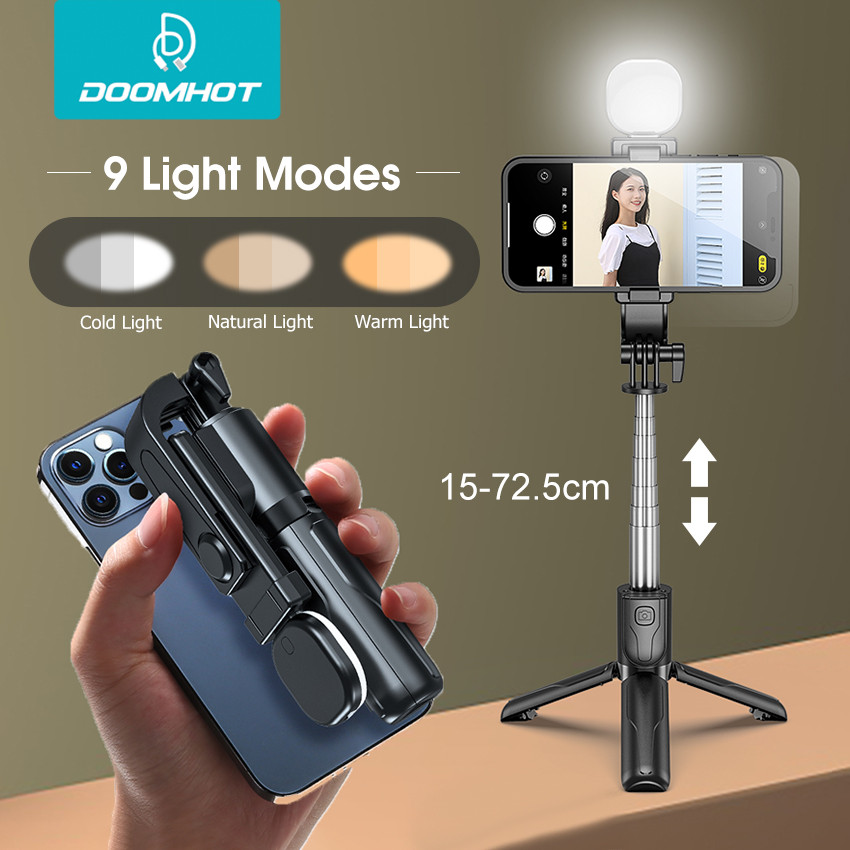 ไม้เซลฟี่สําหรับขาตั้งโทรศัพท์ Mini Selfie Stick ขาตั้งกล้อง 360 หมุน LED เติมแสงบลูทูธระยะไกล Selfie Stick พร้อม Stabilizer สําหรับ Vlogging โทรศัพท์มือถือเดสก์ท็อปขาตั้ง