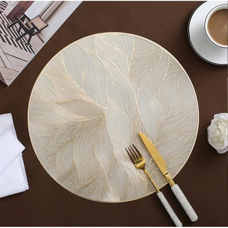 1 PC 38x38 ซม.รอบหรูหรา Placemat PVC อาหารค่ําตารางตกแต่งบ้าน Protector ทนความร้อน Pad