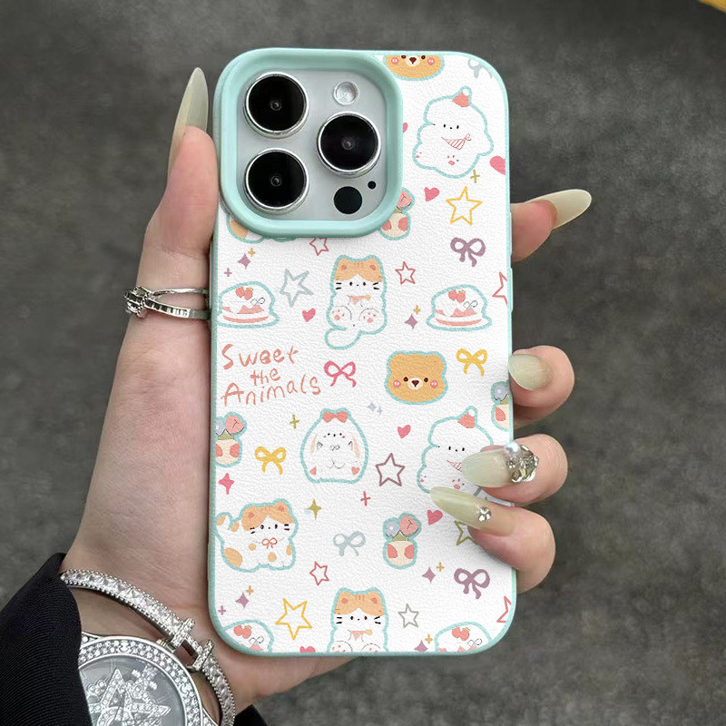ลายหนังการ์ตูนสัตว์สำหรับแอปเปิ้ล15/14/13PROMAX เคสมือถือ12/11นุ่ม XR/XS กันกระแทก