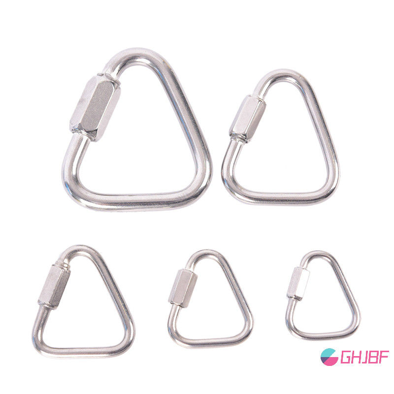 Ghjbf] Triangle Carabiner สแตนเลสสตีลพวงกุญแจ Snap Clip Hook Buckle Screw Lock ศเดิมนนคอเต่า