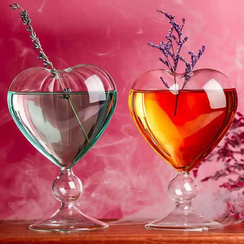 Heart Shaped Glass Mug Creative Romantic Drinking Mug Clear Drinking Glasses Heart Shaped Wine Glass
