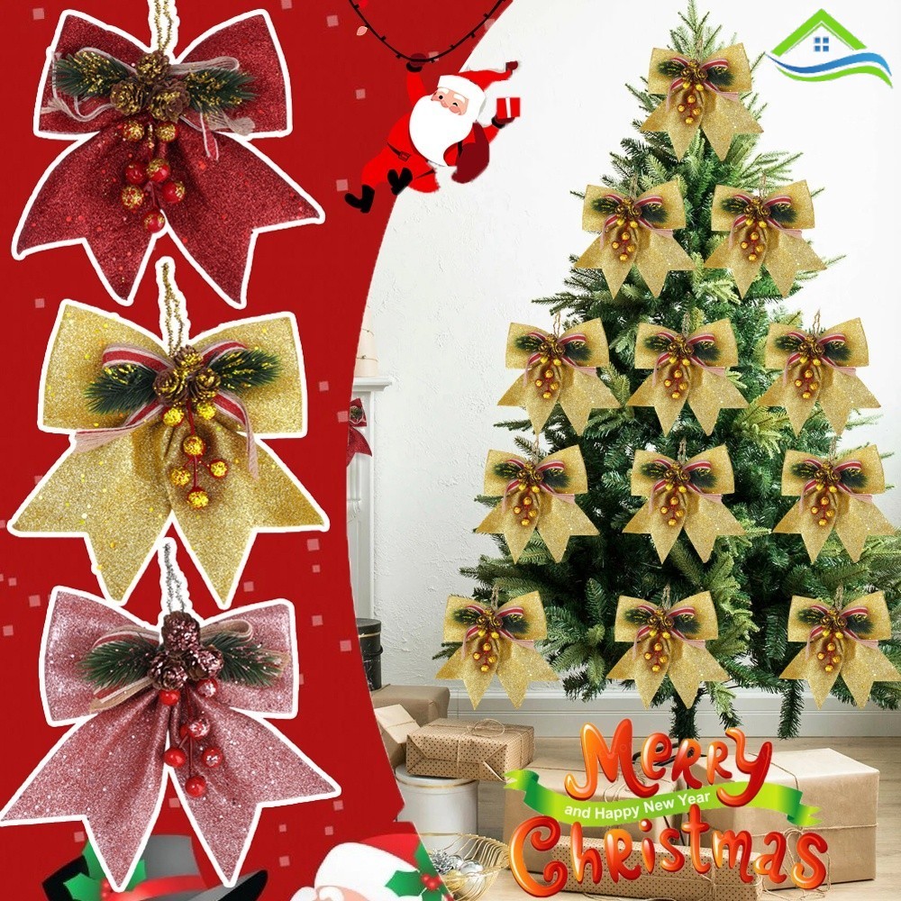 ผงทองประณีต Pinecone สาขาสนโบว์เครื่องประดับต้นคริสต์มาส-คุณภาพสูงนํากลับมาใช้ใหม่บ้าน Xmas Party บรรยากาศตกแต่ง