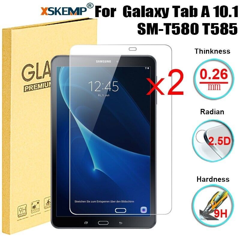 2 ชิ้น Samsung Tab A 10.1 2016 T580 T585 กระจกนิรภัยป้องกันหน้าจอ HD Clear ฟิล์มป้องกัน