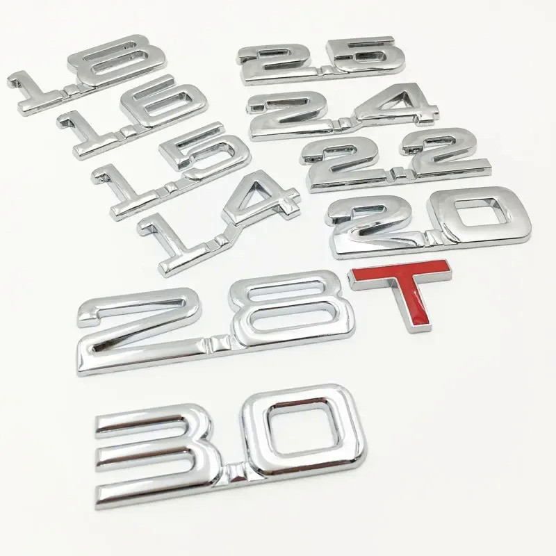 3D Metal Car Displacement 1.3 1.4 1.5 2.4 1.6 1.8 2.0 2.2 2.5 2.8 3.0 T Volume Logo Car Rear Trunk E