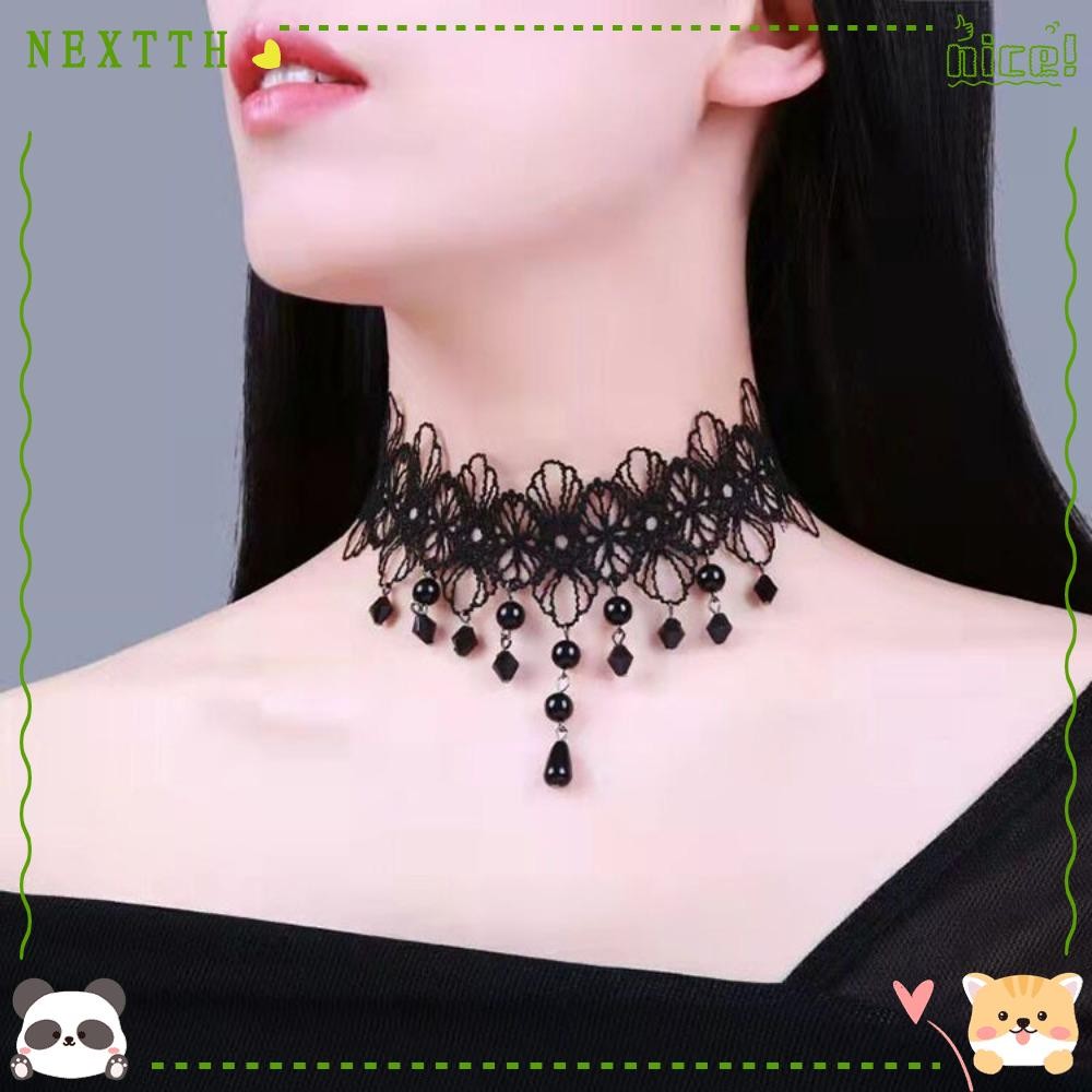 Nextth สร้อยคอลูกไม้, โซ่กระดูกไหปลาร้าสีดํา, ขายร้อน Gothic Elegant เครื่องประดับที่สวยงามอุปกรณ์เสริม Party