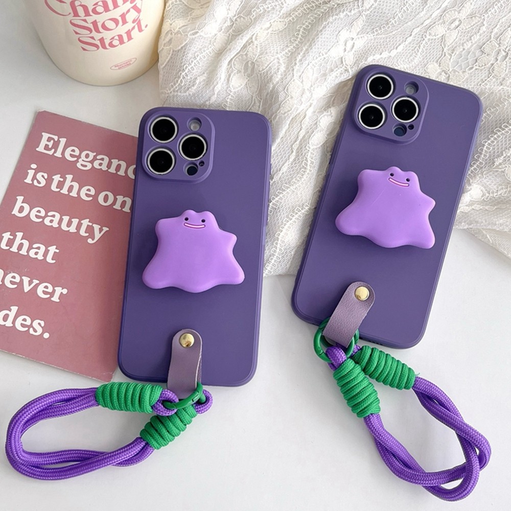Luxury Monsterขาตั้งโซ่เคสโทรศัพท์สําหรับIPhone 15 16 13 12 11 14 Pro MAX 7 8 6 S Plus X XR XS MAX SE 2020 กรณีซิลิโคนนุ่มLanyardกล้องProtectorกันกระแทกสายคล้องฝาครอบ