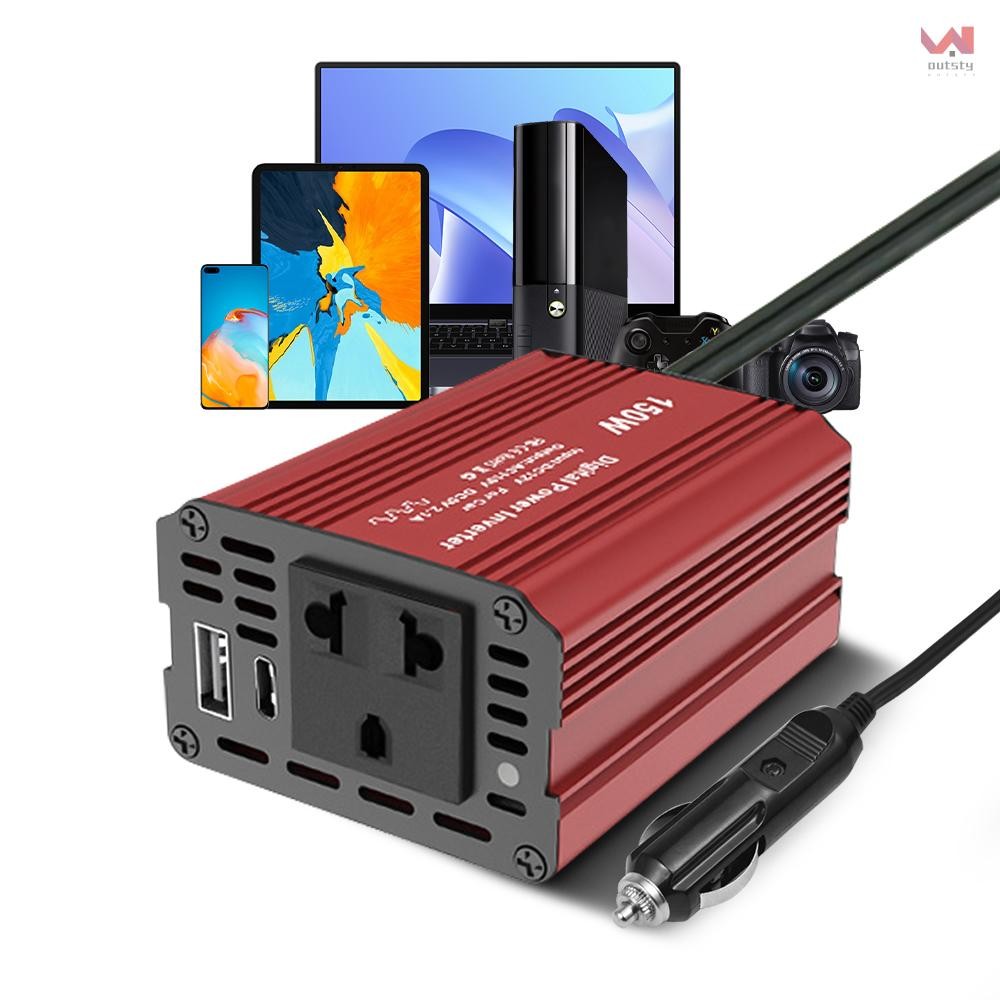 150w Power Inverter 12V ถึง 220V AC Car Plug Adapter เหมาะสําหรับที่จุดบุหรี่ในรถยนต์,ตัวแปลงซ็อกเก็