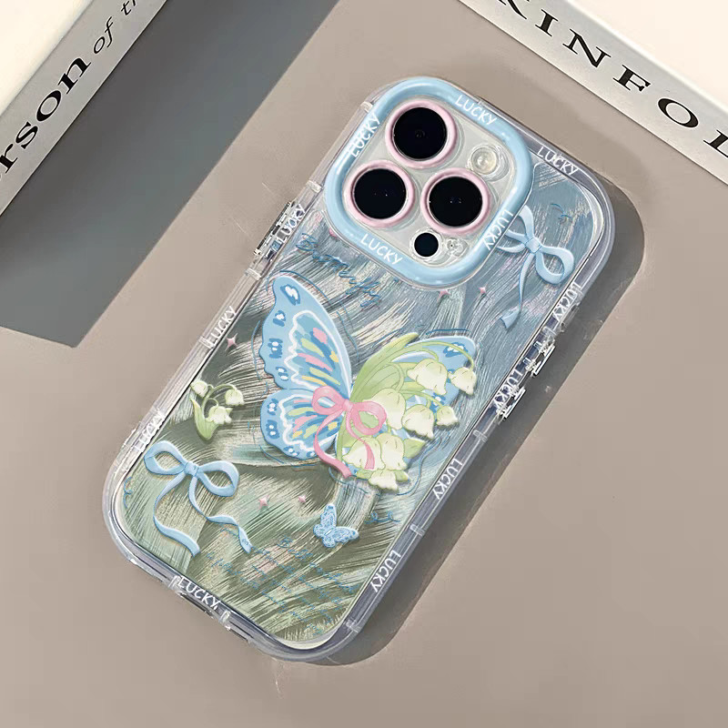เคสโทรศัพท์มือถือ for iPhone 11 13 12 15 14 16 Pro Max 6 7 8 Plus X XR XS Max เส้นด้ายขนนกไหลมายาแสงทำให้หมาด ๆ