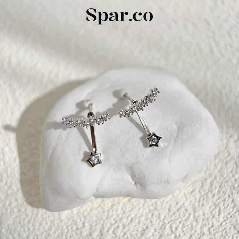 Spar.co ต่างหูดาวตกแพลตินัมเพชรสังเคราะห์ – เครื่องประดับแฟชั่นต่างหูผู้หญิงสไตล์เกาหลี SP-AAD1037