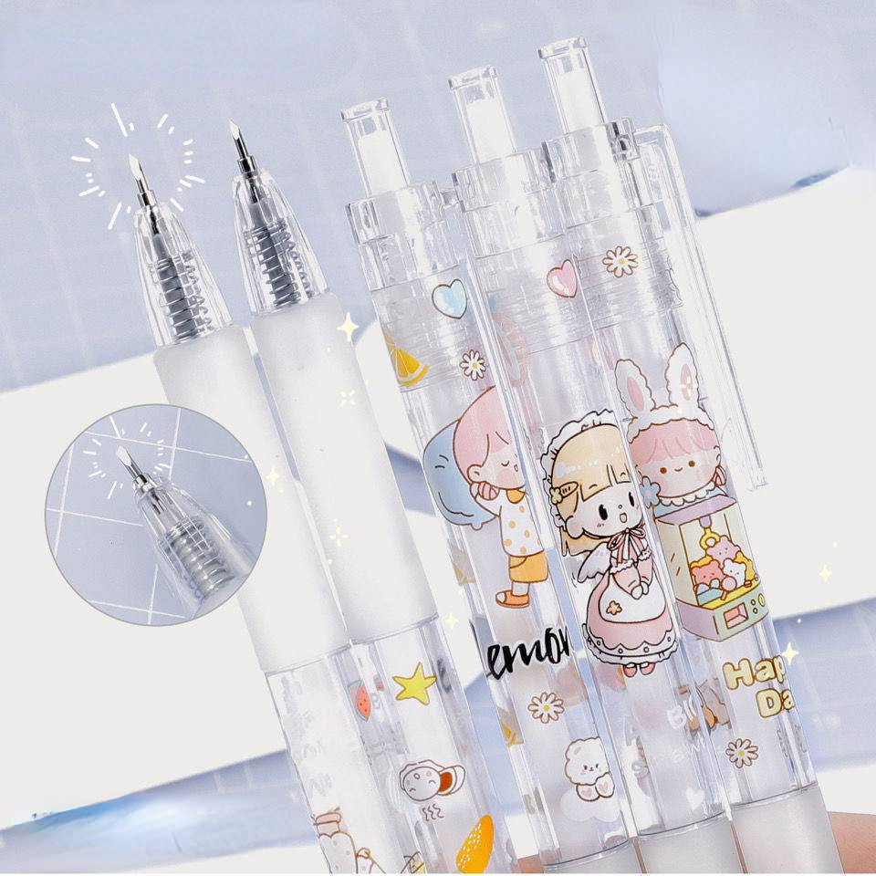 Creative Simple Little White Bear Push Type เครื่องตัดกระดาษ ins Mini คู่มือสติกเกอร์มีดยูทิลิตี้ diy กระดาษหัตถกรรมมีดปากกา