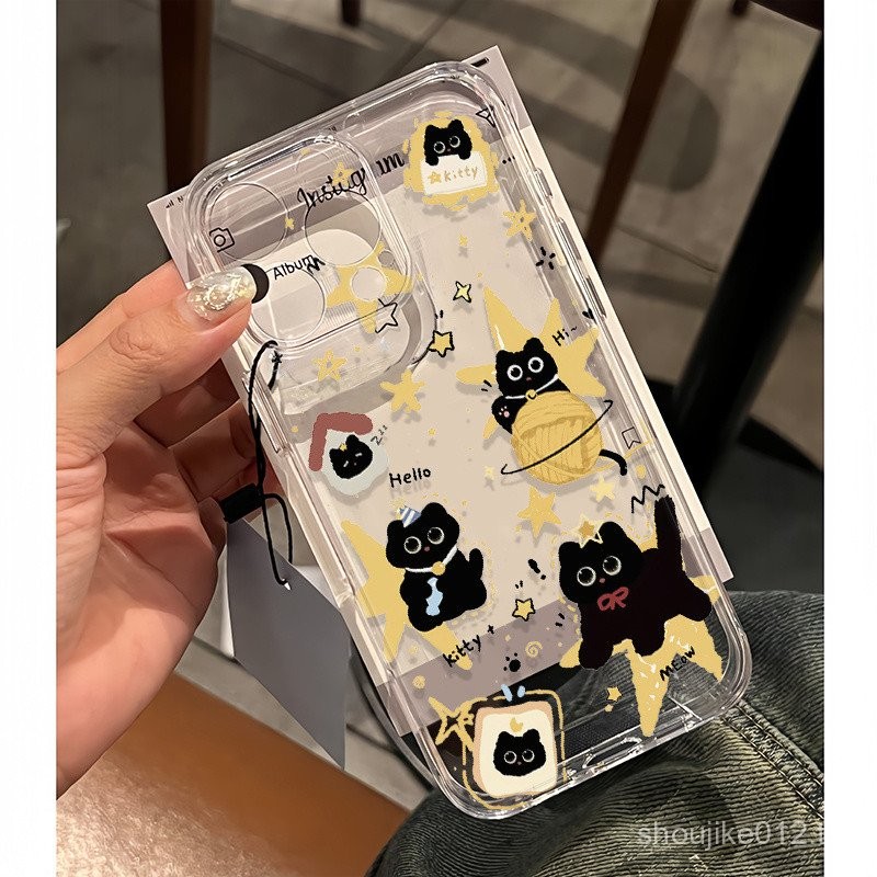 For Samsung A05 A15 a05s A54 A14 A13 A24 a03s A04 A53 A12 A34 A52 A32 A11 a20s A23 A51 a10s a04s A35 A31 a02s A30 a30s a21s a50s เคสมือถือรุ่นใหม่ลายลูกแมวลายดาวแฟชั่นแบบใสนิ่ม raq4
