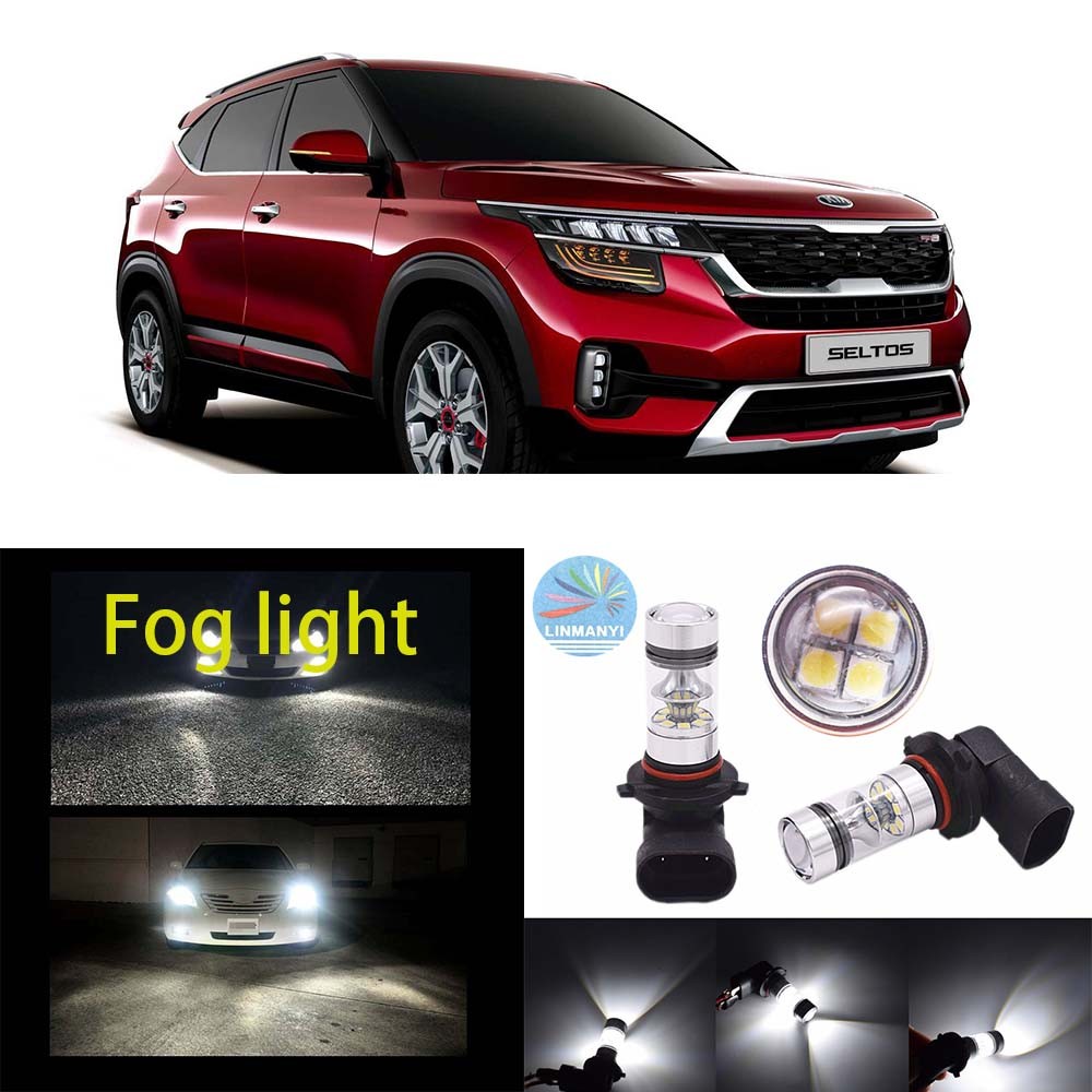 สําหรับ KIA SELTOS (SP2, SP2I) 2019-2023 (โคมไฟหมอก) -(1 คู่) 9006 ด้านหน้า LED LAI หลอดไฟสีขาว 6000