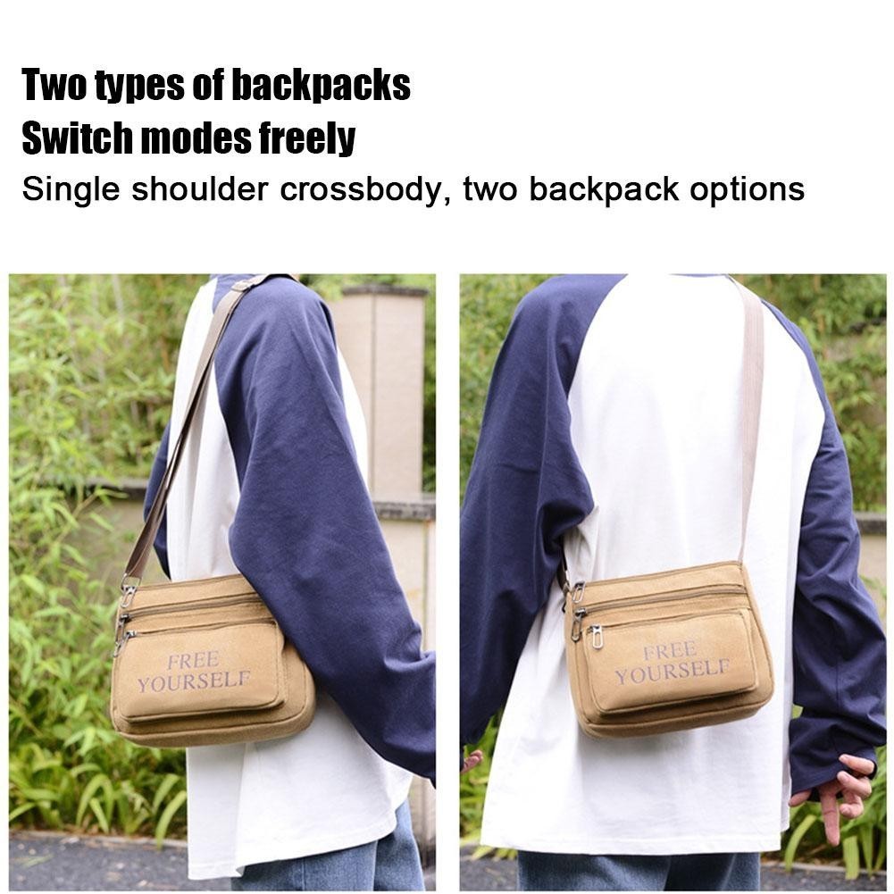 กระเป๋าสะพายไหล่ผู้ชายแฟชั่น New Casual Satchel Men Canvas Zipper Bag For Outdoor K1k6