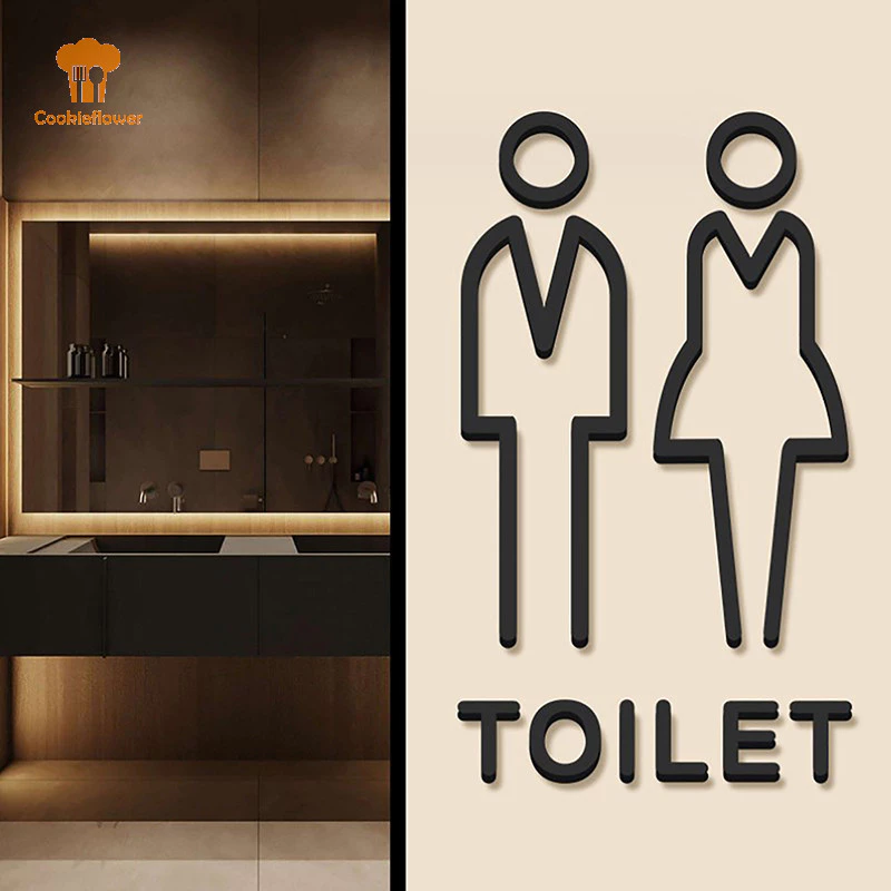 Ckfr อะคริลิค Washroom ป้ายแผ่นที่กําหนดเอง WC ประตูสติ๊กเกอร์ติดผนัง Simple ห้องน้ําป้ายสําหรับผู้ชายและผู้หญิงห้องน้ําตัวบ่งชี้ใหม่
